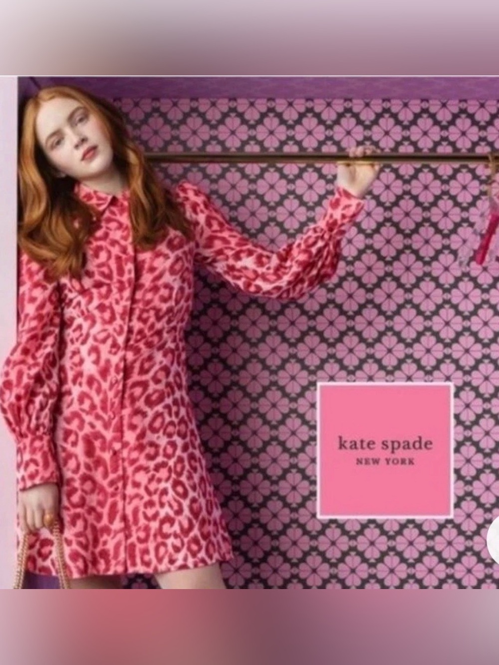 Kate Spade Panthera Print Shirt Dress Pink Leopard Print Size 6 Animal Designer